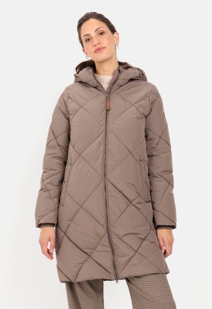 Camel Active Brown Womenswear Quilted Coat In Recycled Polyester Functional Jackets & Vests