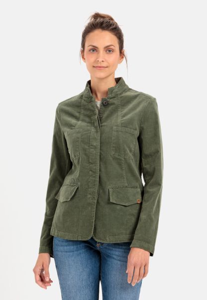 Dark Khaki Indoor Jacket With Stand-Up Collar Womenswear Jackets & Vests Made-To-Order Camel Active