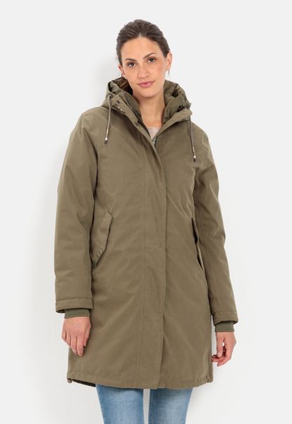 Camel Active Texxxactive® Functional Coat With Hood Dark Khaki Womenswear Jackets & Vests Retro