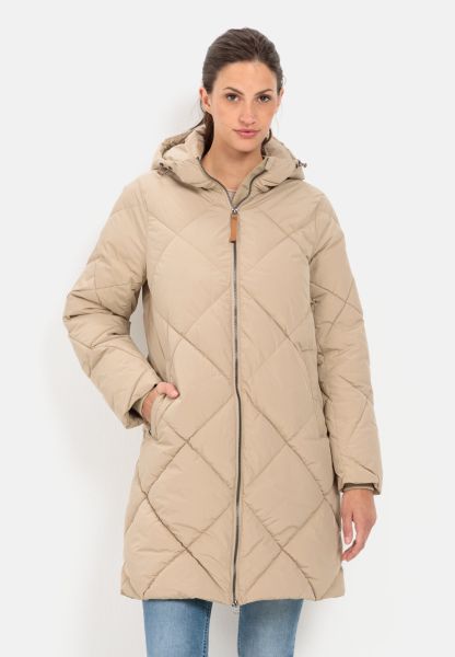 Beige Womenswear Jackets & Vests Quilted Coat In Recycled Polyester Camel Active Discounted