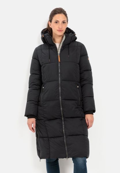 Quilted Coat With Hood Jackets & Vests Camel Active Black Womenswear Manifest