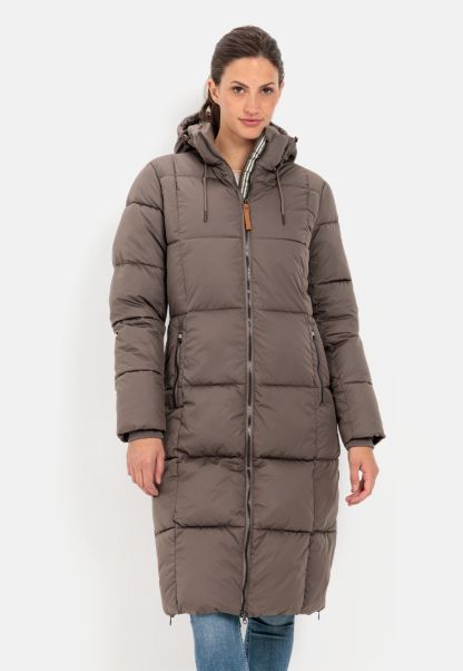 Womenswear Camel Active Wholesome Quilted Coat With Hood Brown Jackets & Vests