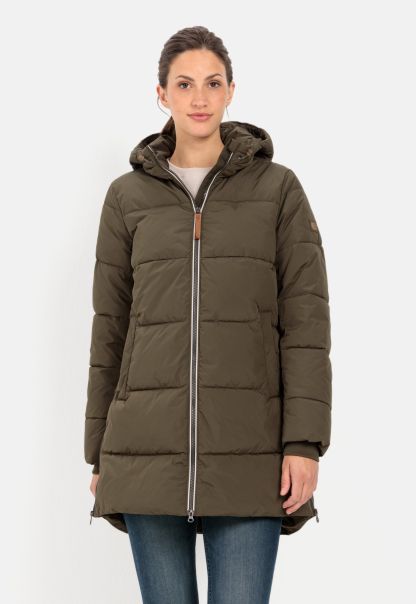 Womenswear Dark Khaki Tailored Jackets & Vests Buffer Quilted Coat In Recycled Polyester Camel Active