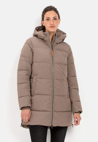 Buffer Quilted Coat In Recycled Polyester Online Jackets & Vests Camel Active Brown Womenswear
