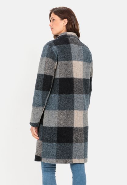 Blue Camel Active Womenswear Jackets & Vests Promo Knitted Coat In Checked Pattern