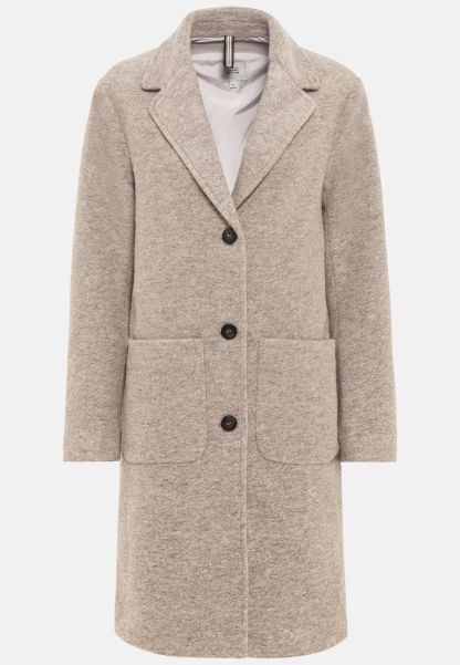 Camel Active Coat In A Warm Wool Mix Jackets & Vests Beige Brown Special Price Womenswear