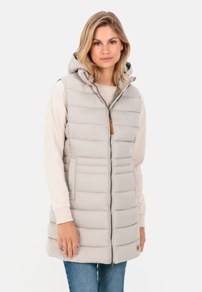 Womenswear Beige Camel Active Lowest Price Guarantee Long Quilted Waistcoat With Detachable Hood Jackets & Vests