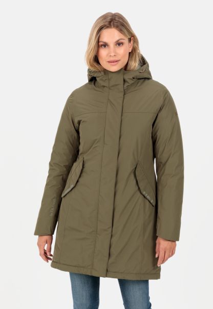 Camel Active Texxxactive® Functional Coat Made From Recycled Polyester Khaki Dependable Womenswear Jackets & Vests