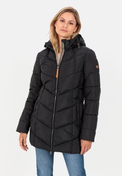 Womenswear Quilted Coat Made From Recycled Polyester Camel Active Black Top Jackets & Vests