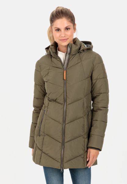 Quilted Coat Made From Recycled Polyester Camel Active Womenswear Order Dark Khaki Jackets & Vests