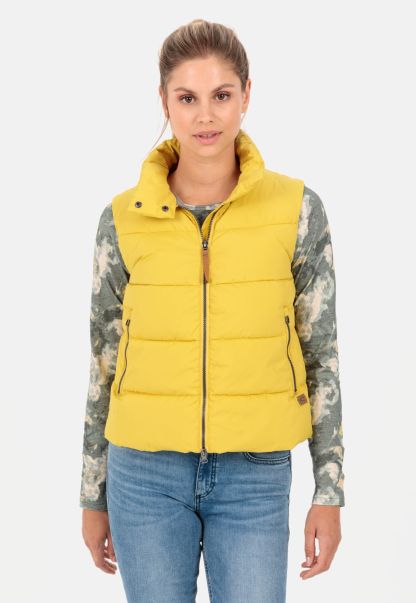 Introductory Offer Cropped Quilted Waistcoat In Recycled Polyester Yellow Jackets & Vests Womenswear Camel Active