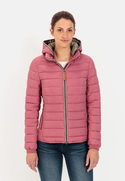 Jackets & Vests Womenswear Camel Active Red-Brown Deal Quilted Jacket With Detachable Hood