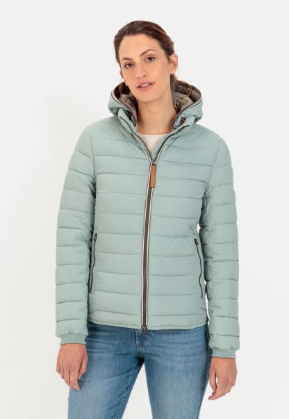 Green Grey Quilted Jacket With Detachable Hood Voucher Womenswear Jackets & Vests Camel Active