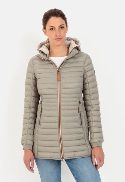 Green Jackets & Vests Long Quilted Jacket With Detachable Hood Womenswear Camel Active Secure