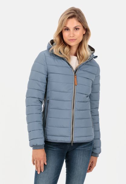 Quilted Jacket With Detachable Hood Camel Active Blue Womenswear Jackets & Vests Practical