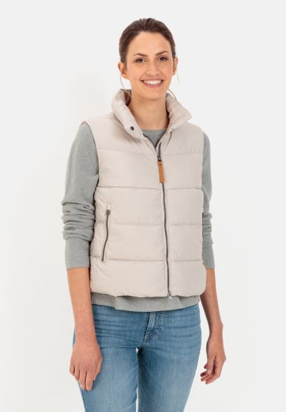 Womenswear Camel Active Cropped Quilted Waistcoat In Recycled Polyester Almond Jackets & Vests Normal