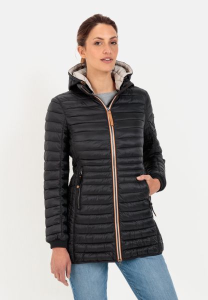 Womenswear Long Quilted Jacket With Detachable Hood Jackets & Vests Optimize Black Camel Active