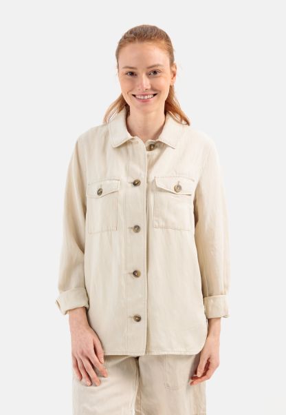 Womenswear Off-White Overshirt In A Summery Linen Mix Camel Active Tailored Jackets & Vests
