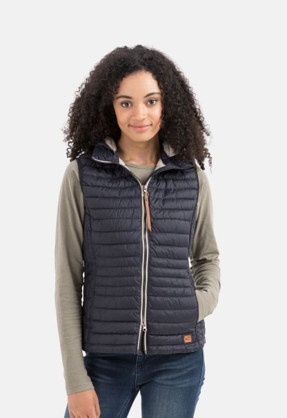 Navy Quilted Vest With Hood Camel Active Jackets & Vests Manifest Womenswear
