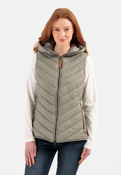 Recycled Polyamide Quilted Waistcoat Camel Active Khaki Jackets & Vests Uncompromising Womenswear