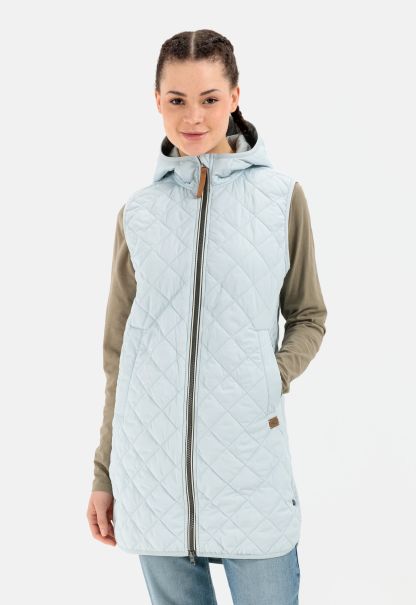 Camel Active Womenswear Jackets & Vests Light Blue Quilted Vest Made From Recycled Polyester Optimize