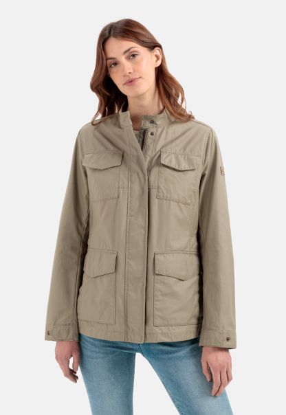 Womenswear Camel Active Field Jacket With Stand Up Collar Khaki Jackets & Vests Redefine