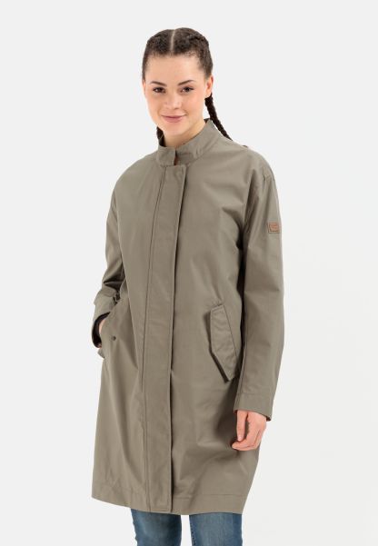 Khaki Water Repellent Coat With Stand Up Collar Womenswear Clearance Camel Active Jackets & Vests