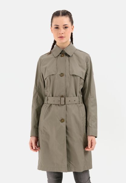 Trench Coat In A Cotton Mix Jackets & Vests Camel Active Womenswear Efficient Khaki