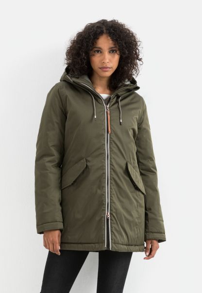 Jackets & Vests Khaki Womenswear Uncompromising Camel Active Sustainable Functional Jacket With Hood