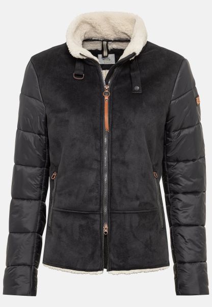 Aviator Style Jacket In Recycled Polyester Jackets & Vests Smart Camel Active Dark Grey Womenswear