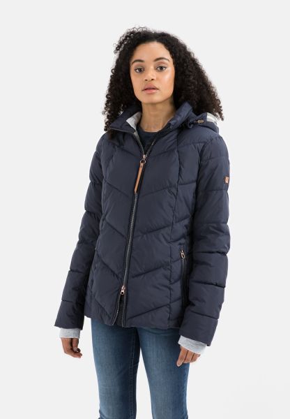 Jackets & Vests Dark Blue Womenswear Quilted Jacket In Recycled Polyester Camel Active Introductory Offer