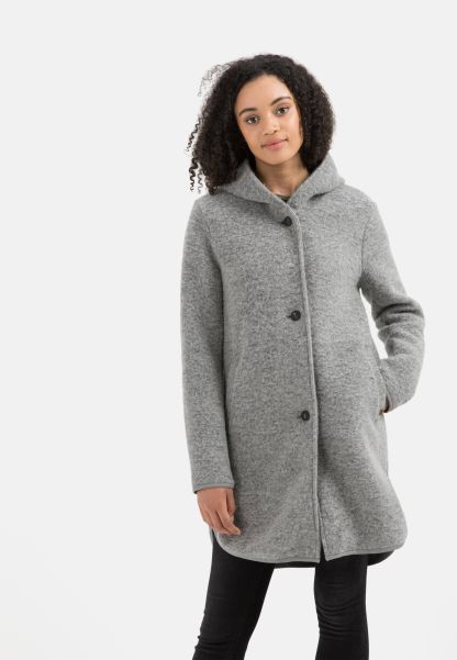 Camel Active Handcrafted Coat Made From A Wool Mix Jackets & Vests Grey Womenswear