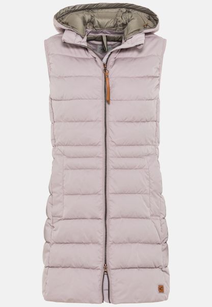Purple Long Quilted Waistcoat With Detachable Hood Flexible Womenswear Jackets & Vests Camel Active