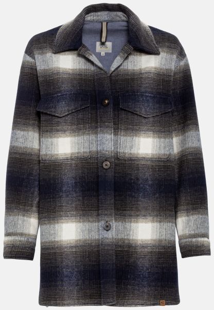 Camel Active Womenswear Blue Checked Overshirt In A Cotton Mix Jackets & Vests Efficient