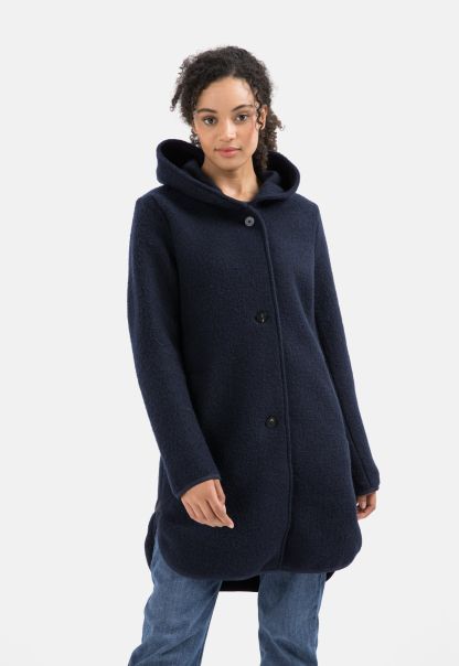 Camel Active Style Jackets & Vests Dark Blue Womenswear Coat Made From A Wool Mix