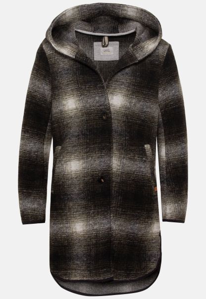 Camel Active Womenswear Brown Sleek Jackets & Vests Coat In A Checked Pattern