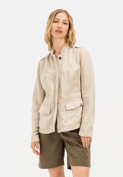 Beige Easy-To-Use Womenswear Jackets & Vests Camel Active Fieldjacket Made From A Lyocell Linen Mix