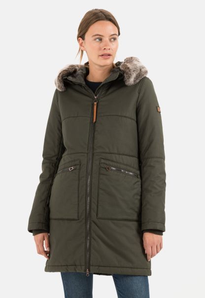 Manifest Olive Womenswear Parka With Slit Pockets At Chest Height Jackets & Vests Camel Active