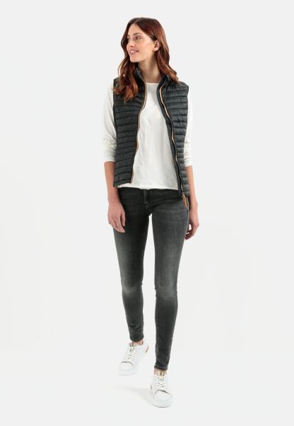 Womenswear Black Quilted Vest Made From 100% Recycled Material Jackets & Vests Uncompromising Camel Active