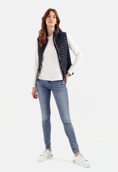 Quilted Vest Made From 100% Recycled Material Order Dark Blue Jackets & Vests Womenswear Camel Active