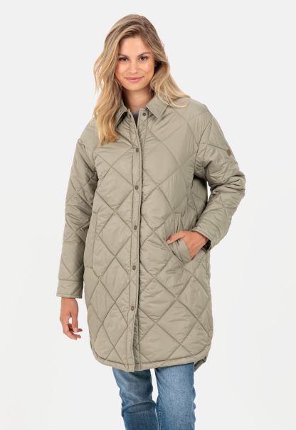 Camel Active Womenswear Overshirts Green Quilted Overshirt In Recycled Polyester Limited Time Offer