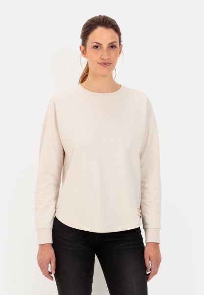 Almond 2024 Round Neck Sweatshirt Made From Pure Cotton Camel Active Womenswear Sweatshirts & Hoodies