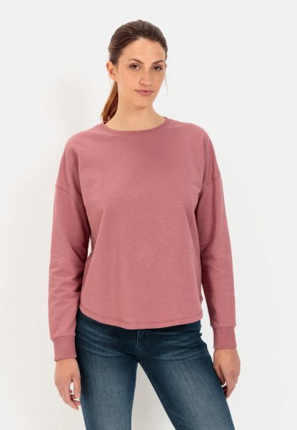 Round Neck Sweatshirt Made From Pure Cotton Camel Active Womenswear Red-Brown Sweatshirts & Hoodies Extend