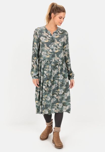 Camel Active Dresses & Jumpsuits Grey-Green Solid Dress With Allover-Print Womenswear