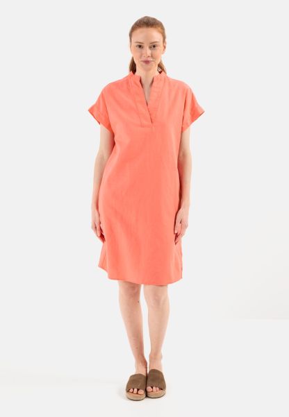 Coral Slip-On Dress From A Linen-Cotton Mix Flash Sale Dresses & Jumpsuits Womenswear Camel Active