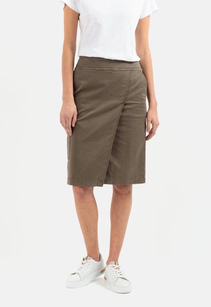 Camel Active Pencil Skirt With Front Slit Womenswear Dresses & Jumpsuits Olive Brown Exceed