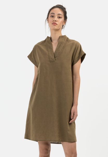 Womenswear Camel Active Dresses & Jumpsuits Olive Summer Slip Dress In Linen Mix 2024