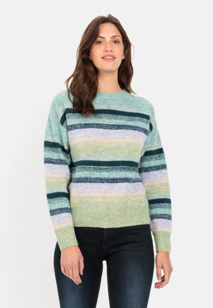 Camel Active Womenswear Green Pullover & Cardigans Knitted Jumper Made From Recycled Material Mix Safe