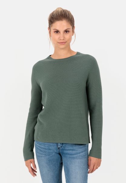 Pullover & Cardigans Womenswear Convenient Green Camel Active Knitted Jumper In Pure Cotton