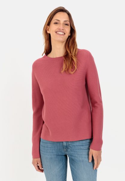 Knitted Jumper In Pure Cotton Quick Camel Active Pullover & Cardigans Womenswear Red-Brown